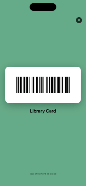 EAN-13 barcode display with automatic brightness boost for easy scanning